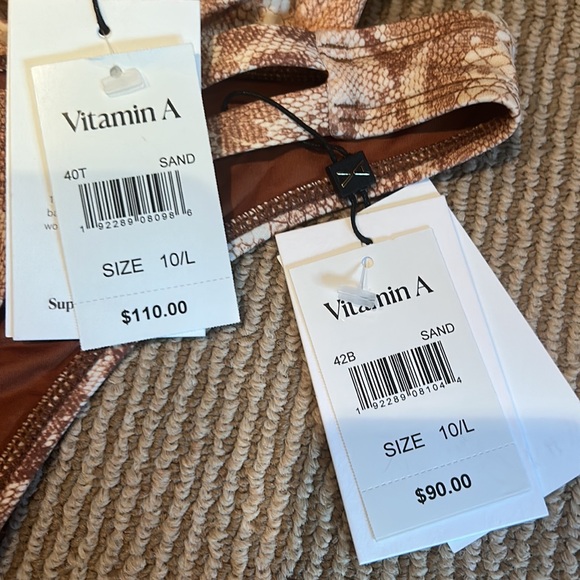 NWT VITAMIN A neutral sand snakeskin bikini size large - Picture 5 of 10